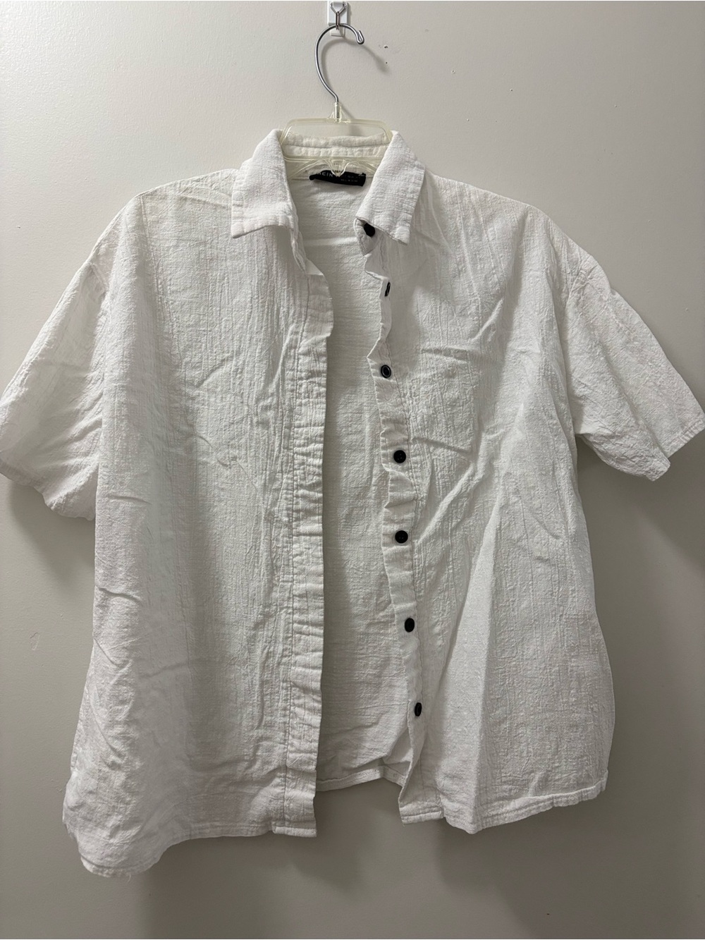 SHEIN White Short-Sleeve Casual Button-Down Shirt